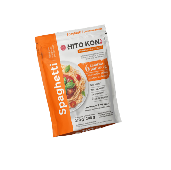 Embalagem Hito Kon Spaghetti — shirataki de konjac, 270 g (200 g drenado)